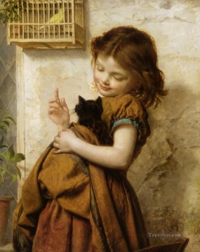 彼女のお気に入りのペット ソフィー・ゲンゲンブレ・アンダーソンのペットの女の子 Oil Paintings